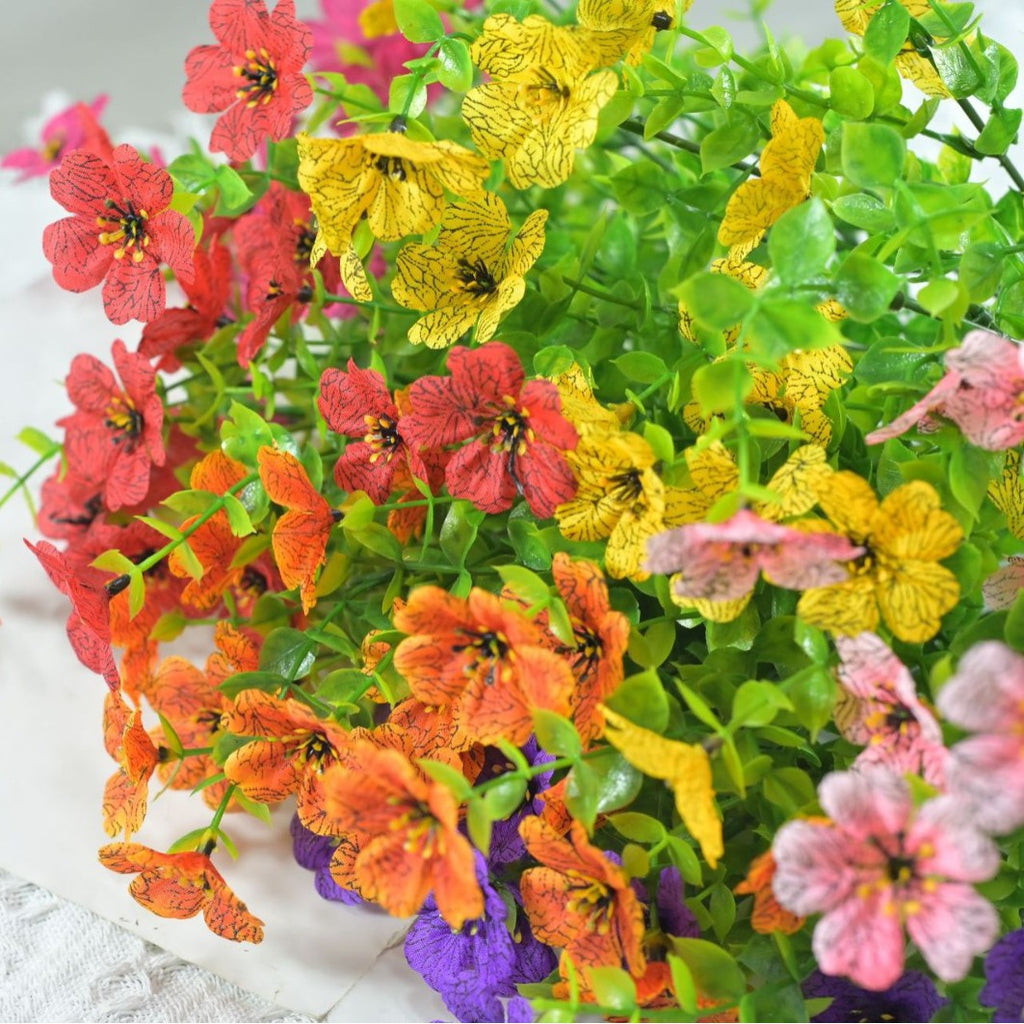 Eucalyptus violet plastic flowers photography background floral wedding