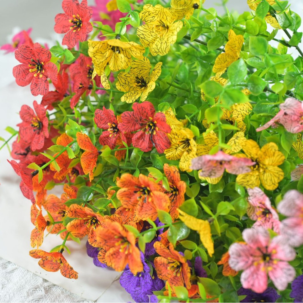 Eucalyptus violet plastic flowers photography background floral wedding