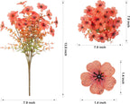 Artificial flowers with measurements on a white background