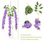 Artificial Wisteria Hanging Flower Vine 12Pieces Home Party Garden Decoration Fake Flowers Wedding Wall Decor Artificial Plants