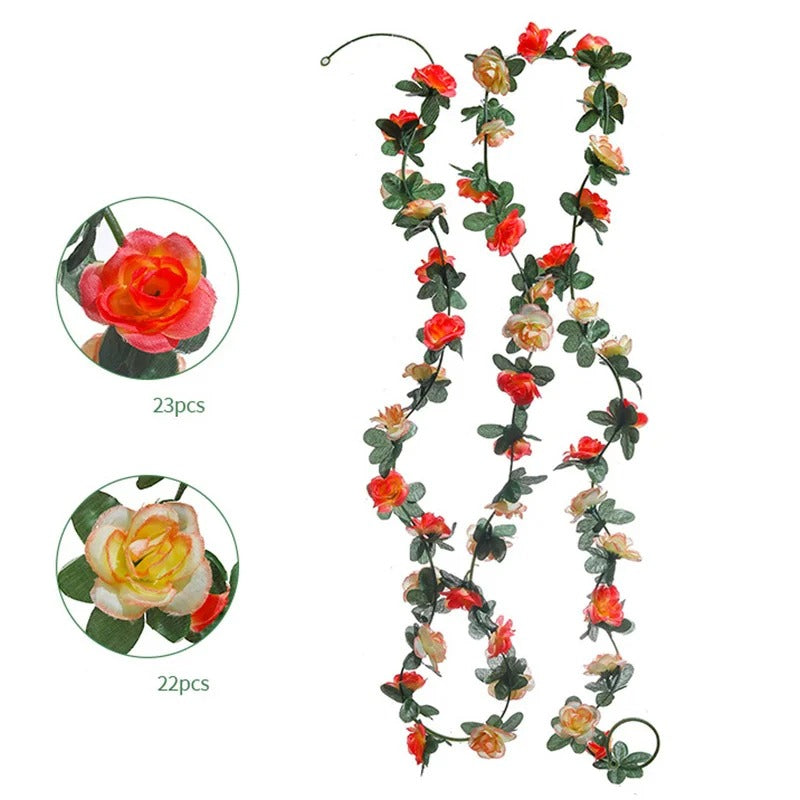 Artificial Rose Flowers Garland DIY Wedding Arch Garden Decoration Home Living Room Wall Hanging Spring Autumn Fake Plant Vine