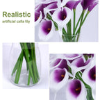 12PCS Calla Artificial Flowers for Decoration,Wedding Bridal Bouquet,for Home Room Office Table Decor, Purple Calla Fake Flower
