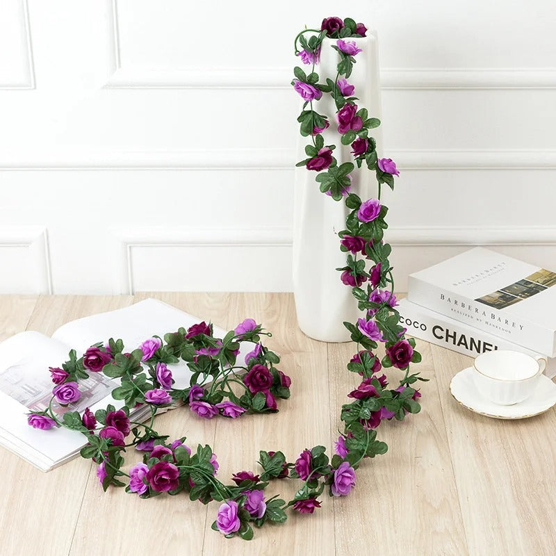 Artificial Rose Flowers Garland DIY Wedding Arch Garden Decoration Home Living Room Wall Hanging Spring Autumn Fake Plant Vine