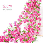 Pink Sakura Artificial Hanging Flowers Garland Vines 1.8m Wedding Arch Decor Flower Wreaths Home Garden Decoration Fake Plants