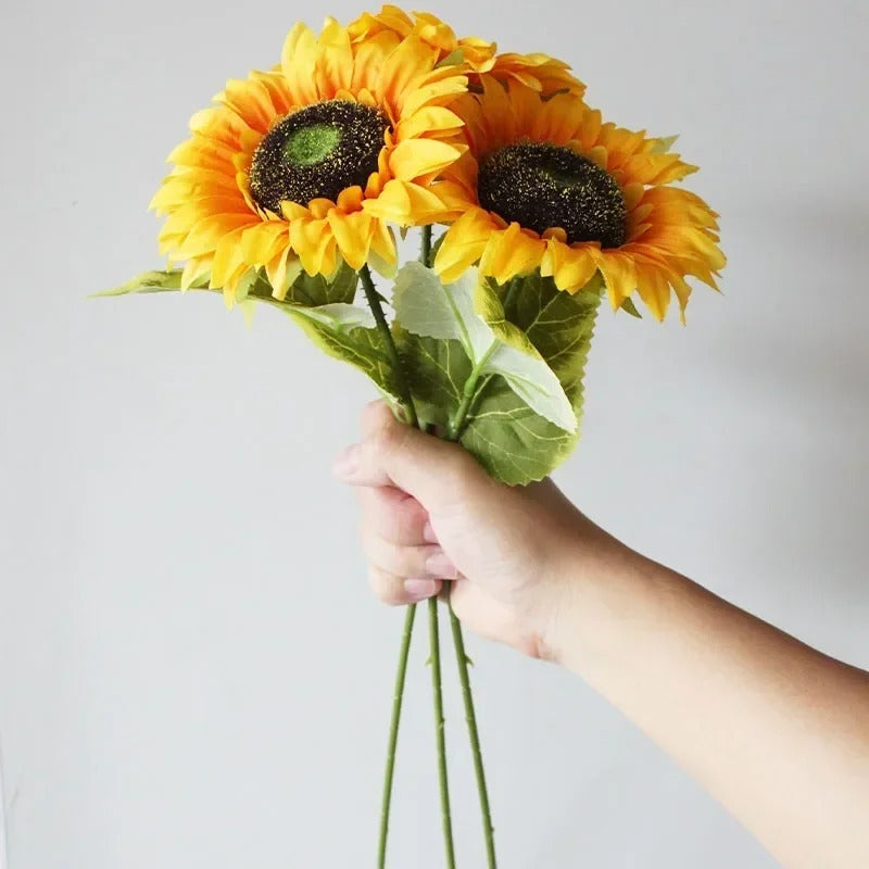 1/3/5pc Sunflower Artificial Flowers Bouquet Realistic Outdoor Garden Autumn Decoration Home Floral Arrangement Wedding Decor