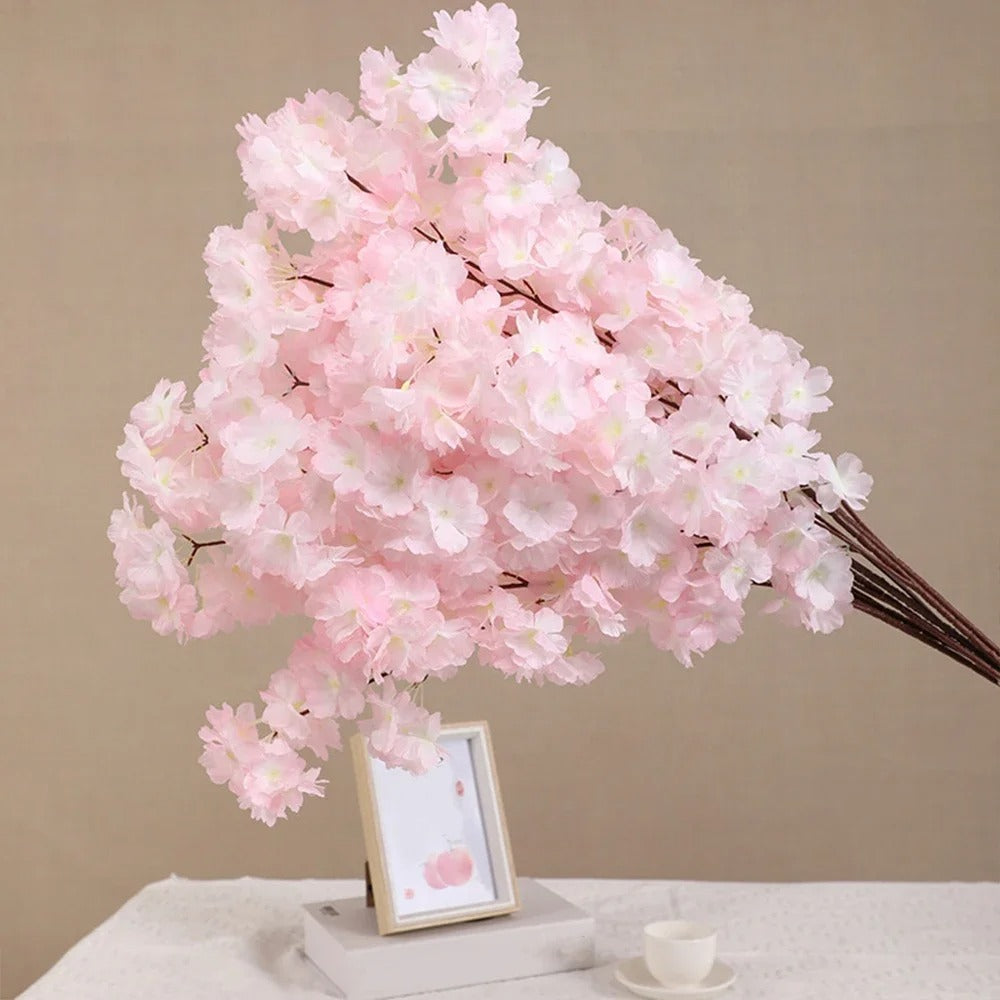 10Pc Artificial Cherry Blossom Branch Fake Flowers Plant for Home Garden Landscaping Decor Wedding Party Christmas Decorations