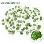 6pc 2M Vine Leaves Artificial Plant Hanging Rattan Ivy Outdoor Garden Wall Backdrop Decoration Wedding Home Decor Creeper Leaves