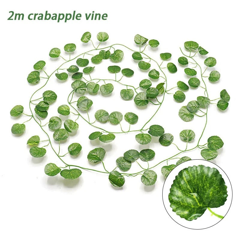 6pc 2M Vine Leaves Artificial Plant Hanging Rattan Ivy Outdoor Garden Wall Backdrop Decoration Wedding Home Decor Creeper Leaves