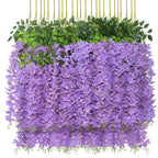 Artificial Wisteria Hanging Flower Vine 12Pieces Home Party Garden Decoration Fake Flowers Wedding Wall Decor Artificial Plants