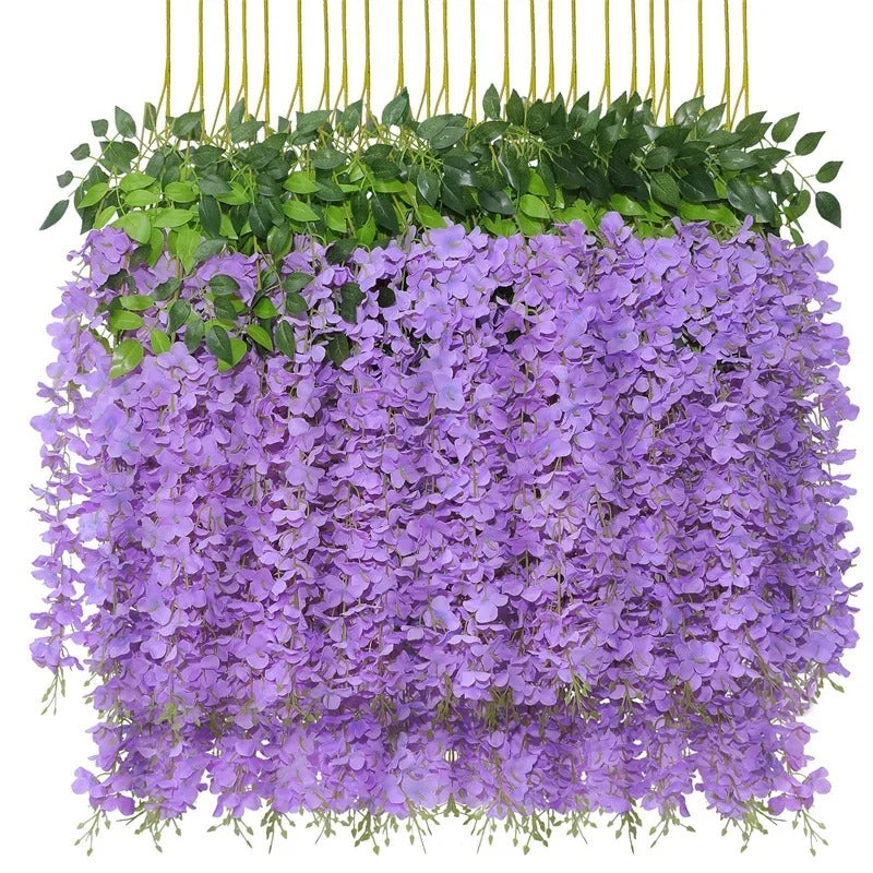 Artificial Wisteria Hanging Flower Vine 12Pieces Home Party Garden Decoration Fake Flowers Wedding Wall Decor Artificial Plants
