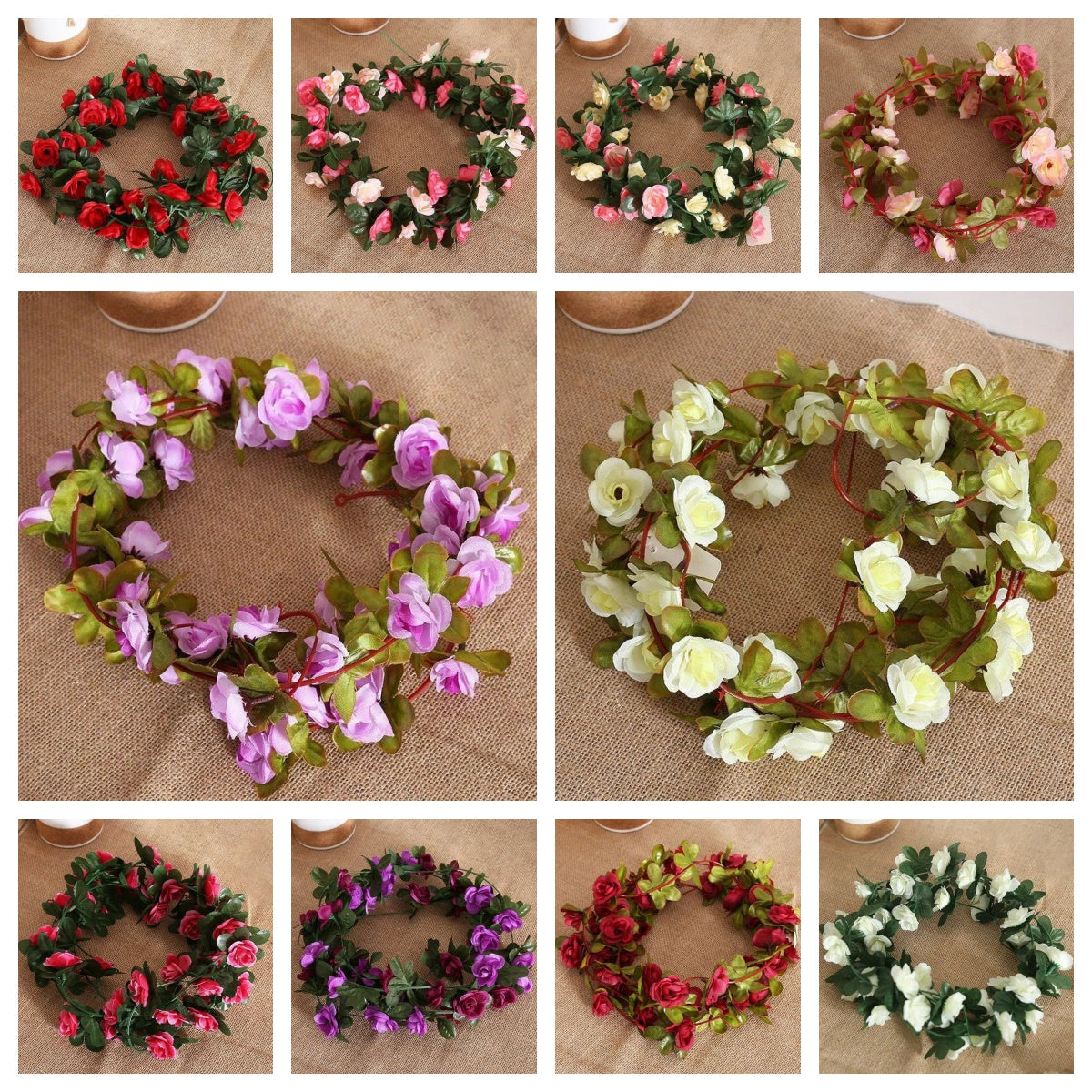 10pc 2.5M Rose Artificial Flowers Rattan Wedding Arch Decoration Silk Flower Rattan Ivy Outdoor Garden Wall Home Decor Fake Vines