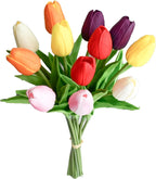 Bouquet of colorful tulips on a white background