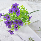 Eucalyptus violet plastic flowers photography background floral wedding