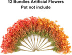 12 bundles of artificial flowers with a gradient from red to orange on a white background.