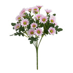 Bouquet of pink flowers with green leaves on a white background