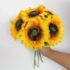 1/3/5pc Sunflower Artificial Flowers Bouquet Realistic Outdoor Garden Autumn Decoration Home Floral Arrangement Wedding Decor