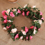 10pc 2.5M Rose Artificial Flowers Rattan Wedding Arch Decoration Silk Flower Rattan Ivy Outdoor Garden Wall Home Decor Fake Vines