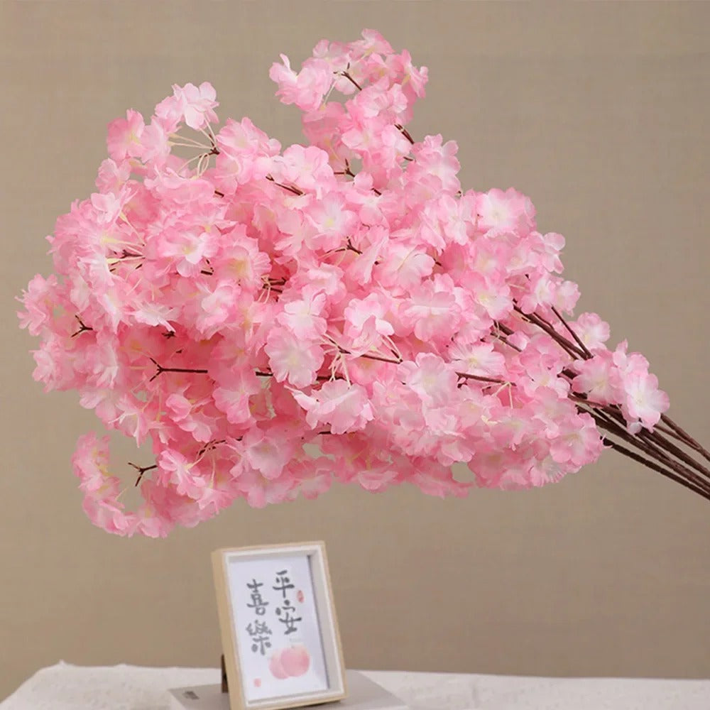 10Pc Artificial Cherry Blossom Branch Fake Flowers Plant for Home Garden Landscaping Decor Wedding Party Christmas Decorations