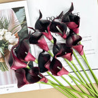 12PCS Calla Artificial Flowers for Decoration,Wedding Bridal Bouquet,for Home Room Office Table Decor, Purple Calla Fake Flower