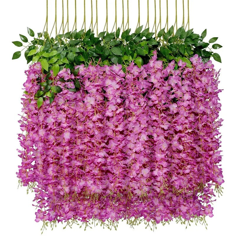 Artificial Wisteria Hanging Flower Vine 12Pieces Home Party Garden Decoration Fake Flowers Wedding Wall Decor Artificial Plants
