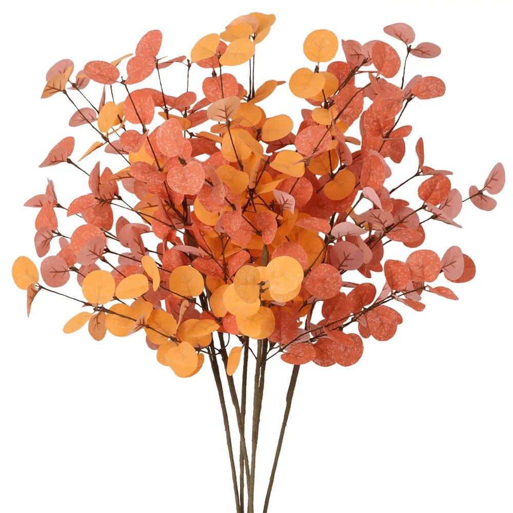 1Pc Artificial Fall Eucalyptus Leaves Stem Branch for Home Wedding Table Thanksgiving Decoration Autumn Decor Artificial Flowers
