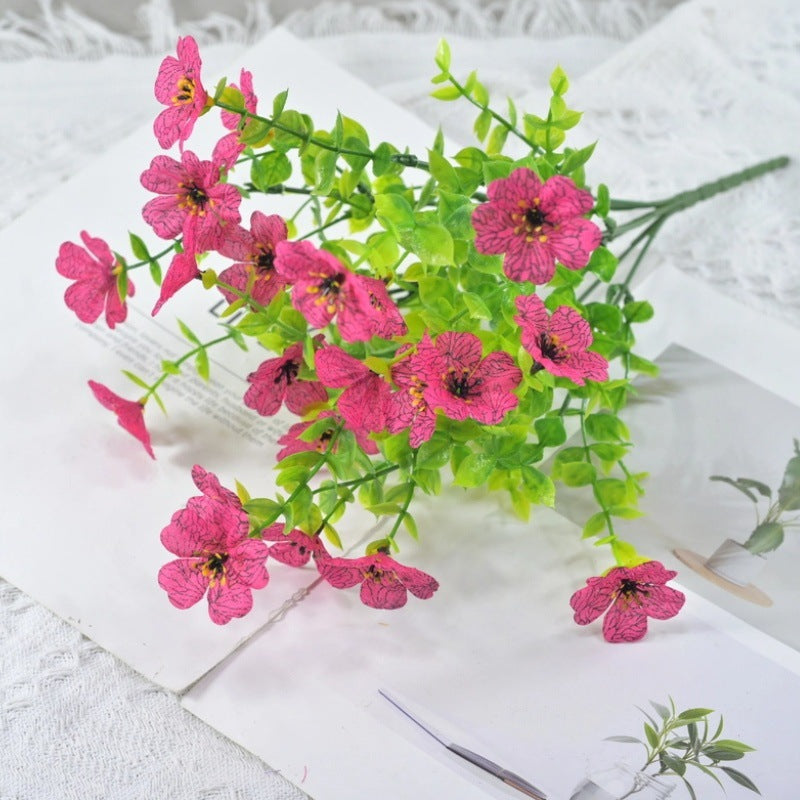 Eucalyptus violet plastic flowers photography background floral wedding