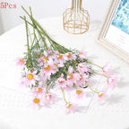 1/3/5Pcs 50cm Daisy Flower 5Heads Plastic Artificial Flowers Fake Bouquet Home Wedding Brides Decor DIY Garden Room Table Decor