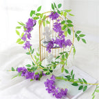 Artificial Wisteria Flowers Garland Vines Rattan Fake Hanging Flower for Home Garden Outdoor Ceremony Wedding Arch Floral Decor