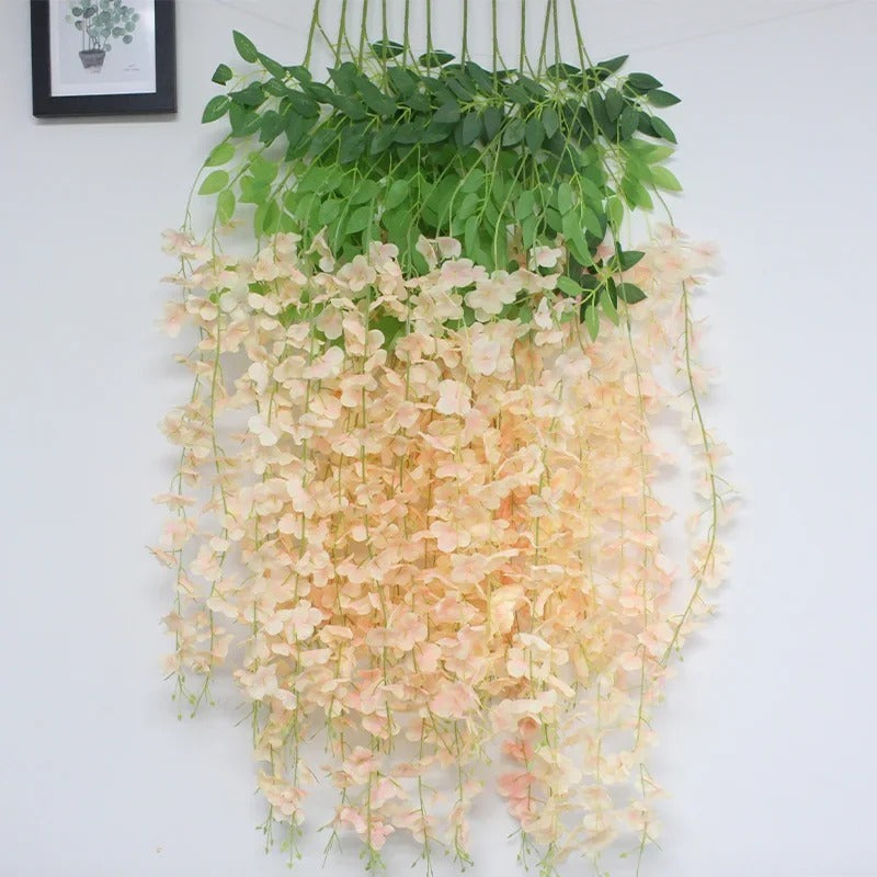 Artificial Wisteria Hanging Flower Vine 12Pieces Home Party Garden Decoration Fake Flowers Wedding Wall Decor Artificial Plants