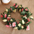 10pc 2.5M Rose Artificial Flowers Rattan Wedding Arch Decoration Silk Flower Rattan Ivy Outdoor Garden Wall Home Decor Fake Vines
