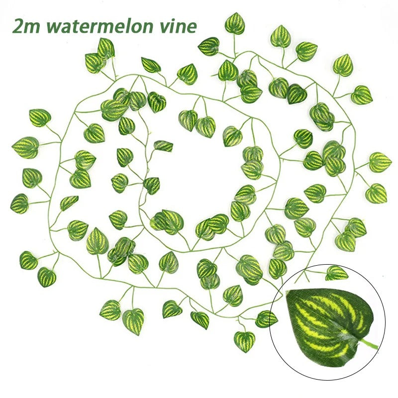 6pc 2M Vine Leaves Artificial Plant Hanging Rattan Ivy Outdoor Garden Wall Backdrop Decoration Wedding Home Decor Creeper Leaves