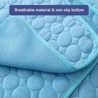Blue textured mat with breathable material and non-slip bottom features