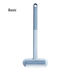 Cleaning tool with a blue handle and white scrubber on a white background