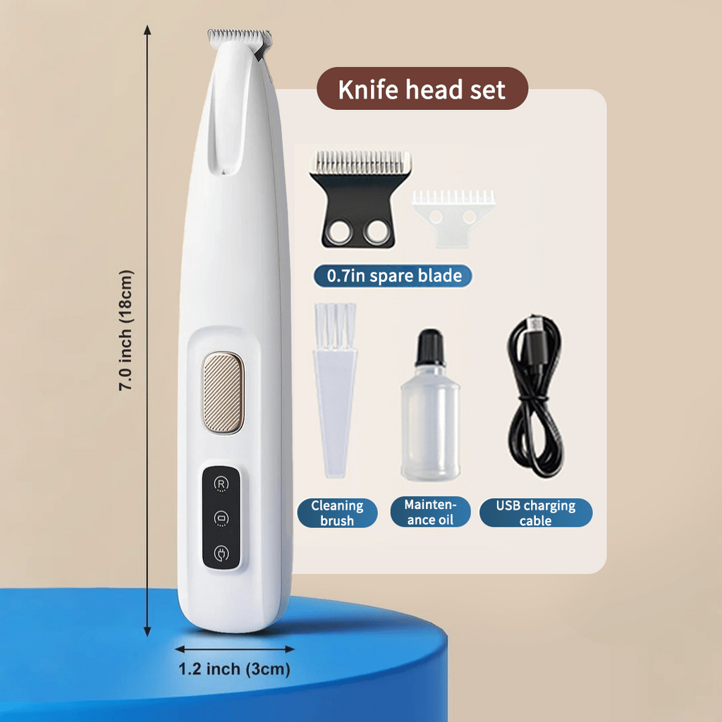 Hair trimmer with knife head set on a beige background