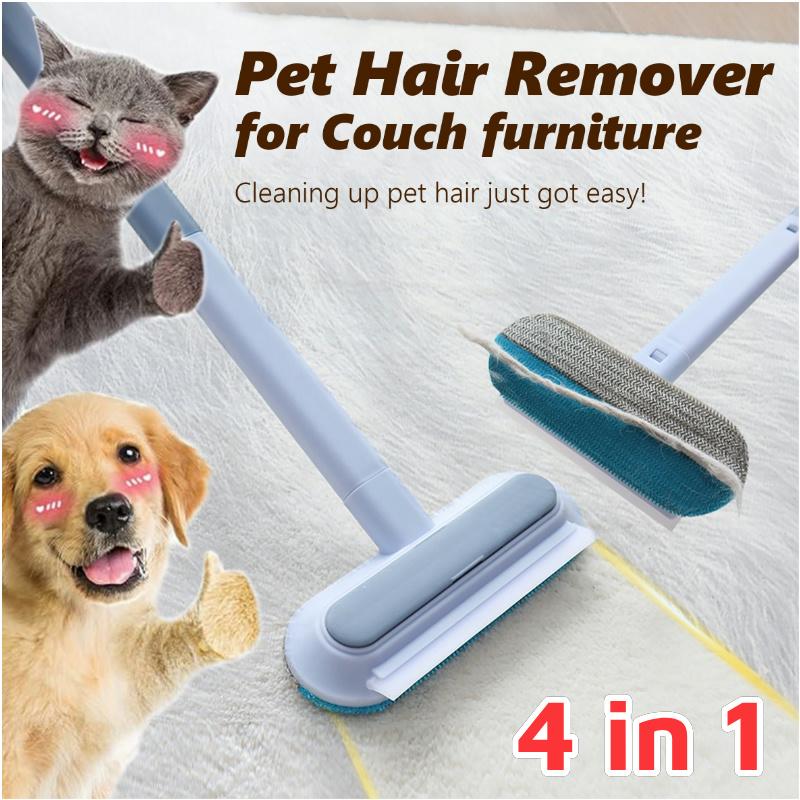 Pet hair remover for couch furniture with a cat and dog on a white background