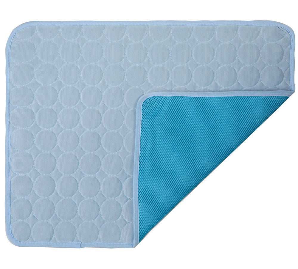 Two-toned blue mat with textured surface on a white background